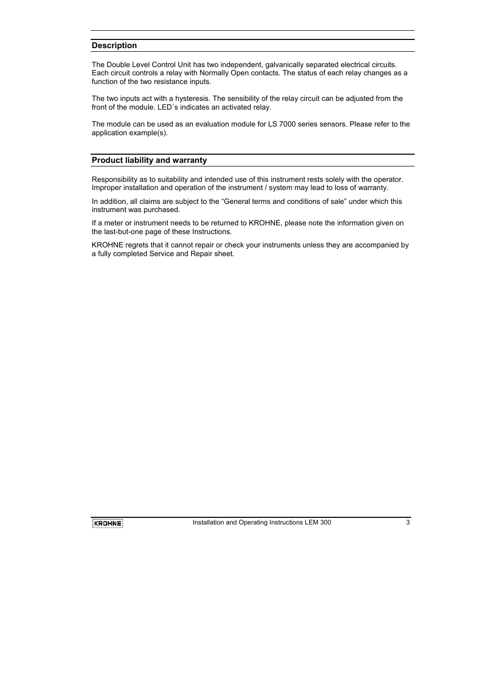 KROHNE LEM 300 EN User Manual | Page 3 / 11