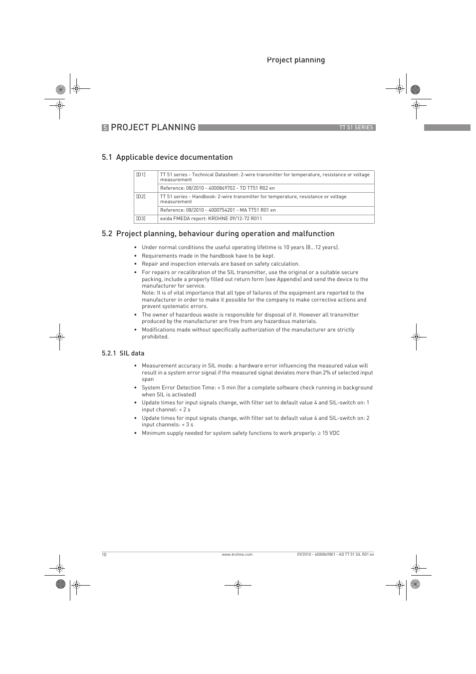 Project planning | KROHNE TT 51 SERIES EN User Manual | Page 10 / 24