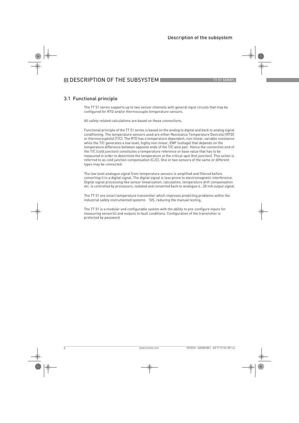 Description of the subsystem | KROHNE TT 51 SERIES EN User Manual | Page 6 / 24