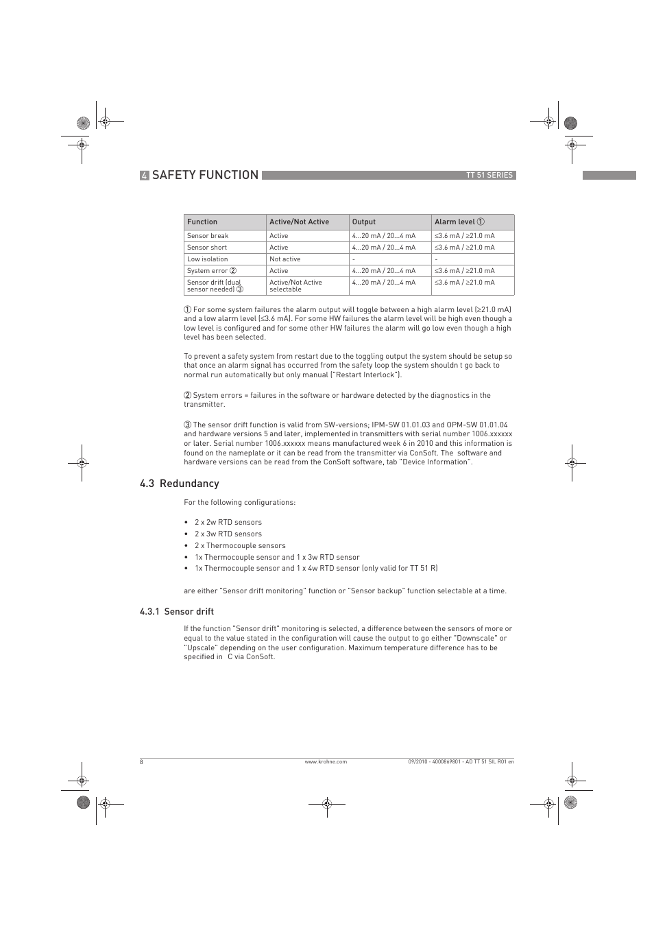 Safety function, 3 redundancy | KROHNE TT 51 SERIES EN User Manual | Page 8 / 24