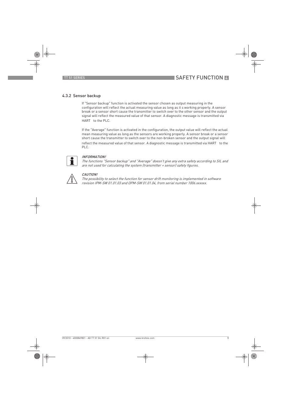 Safety function | KROHNE TT 51 SERIES EN User Manual | Page 9 / 24