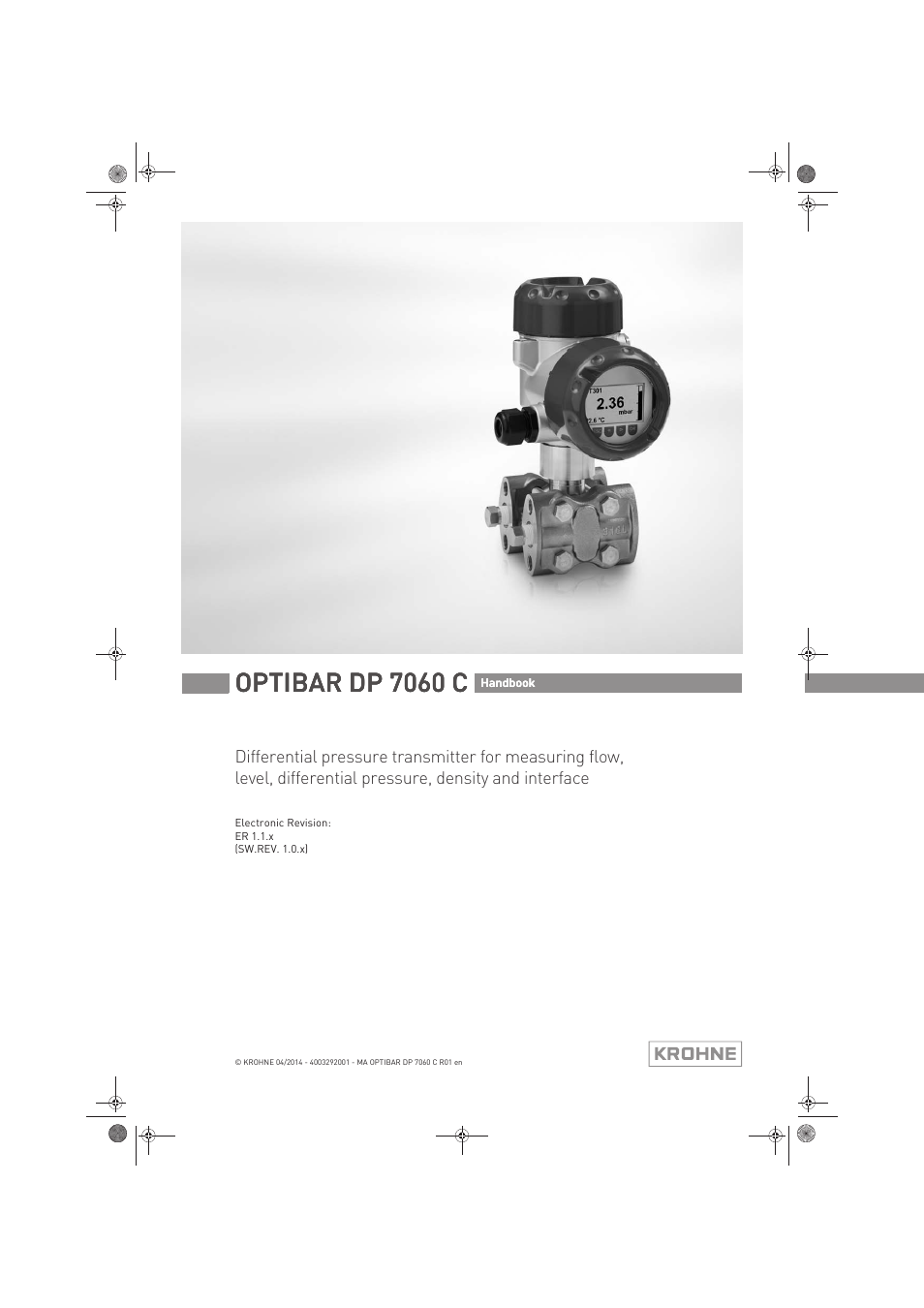 KROHNE OPTIBAR DP 7060 C EN User Manual | 84 pages