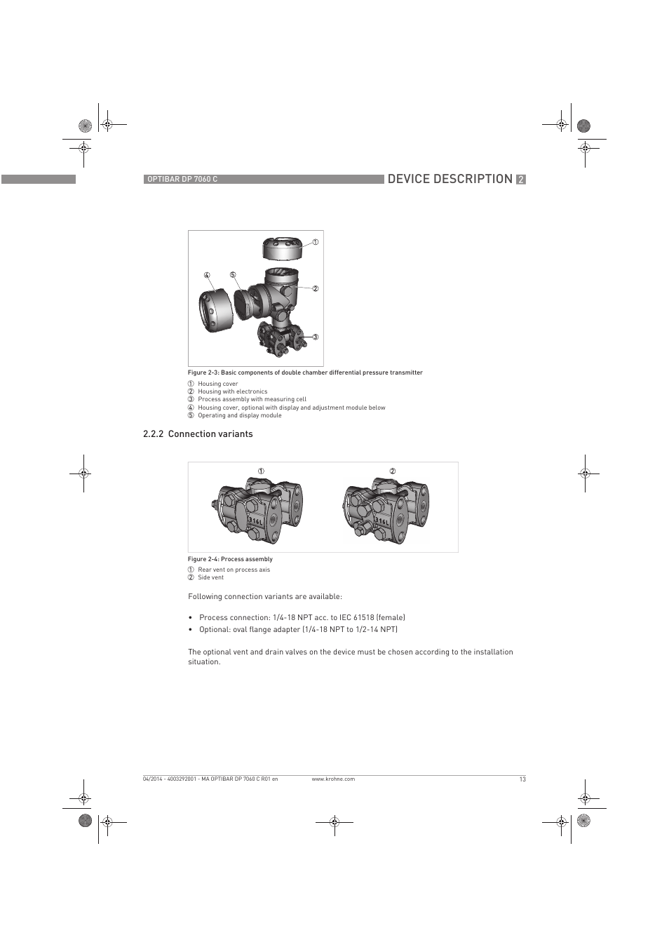 Device description | KROHNE OPTIBAR DP 7060 C EN User Manual | Page 13 / 84