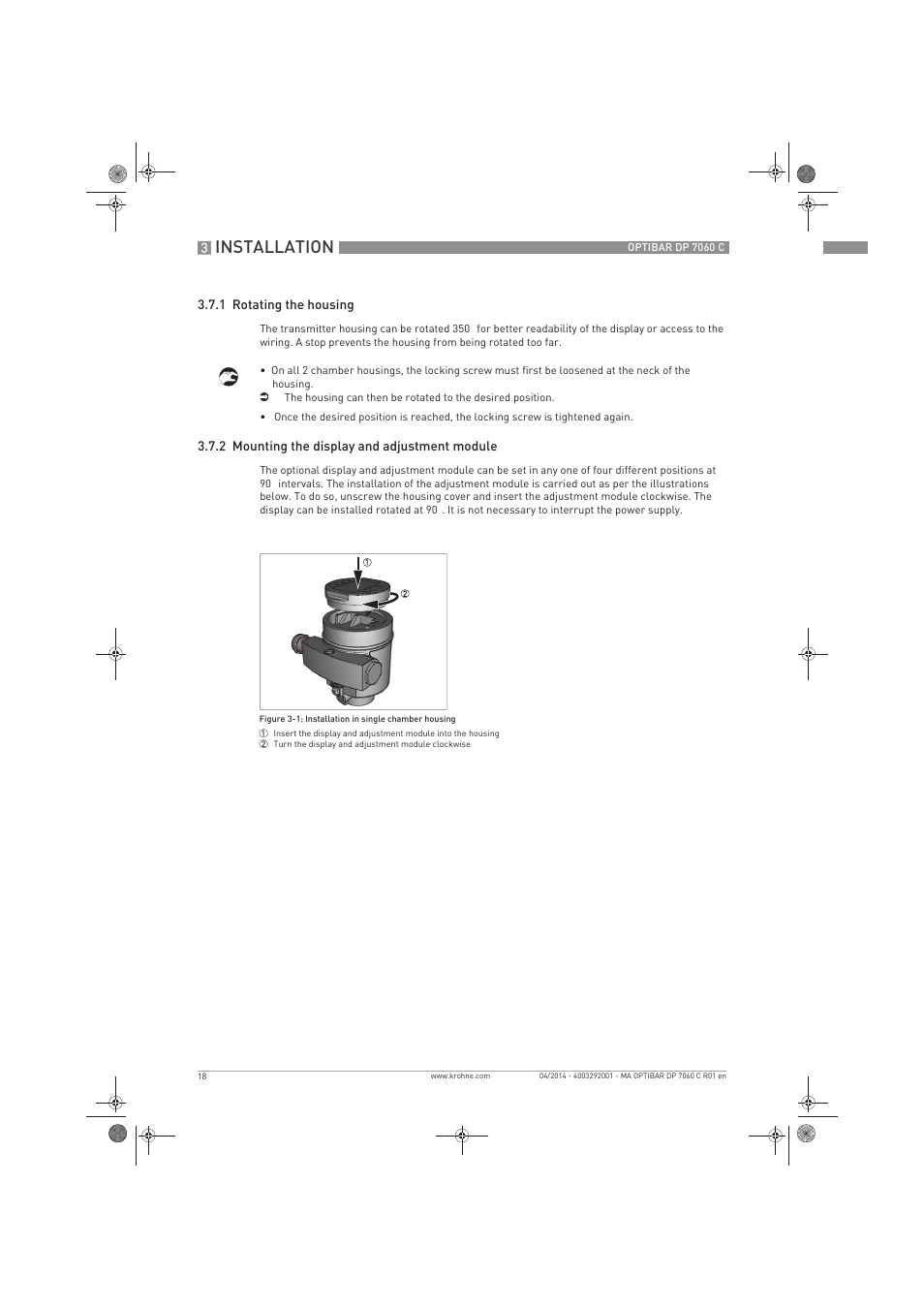 Installation | KROHNE OPTIBAR DP 7060 C EN User Manual | Page 18 / 84