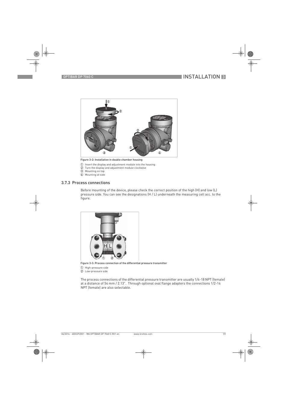 Installation | KROHNE OPTIBAR DP 7060 C EN User Manual | Page 19 / 84