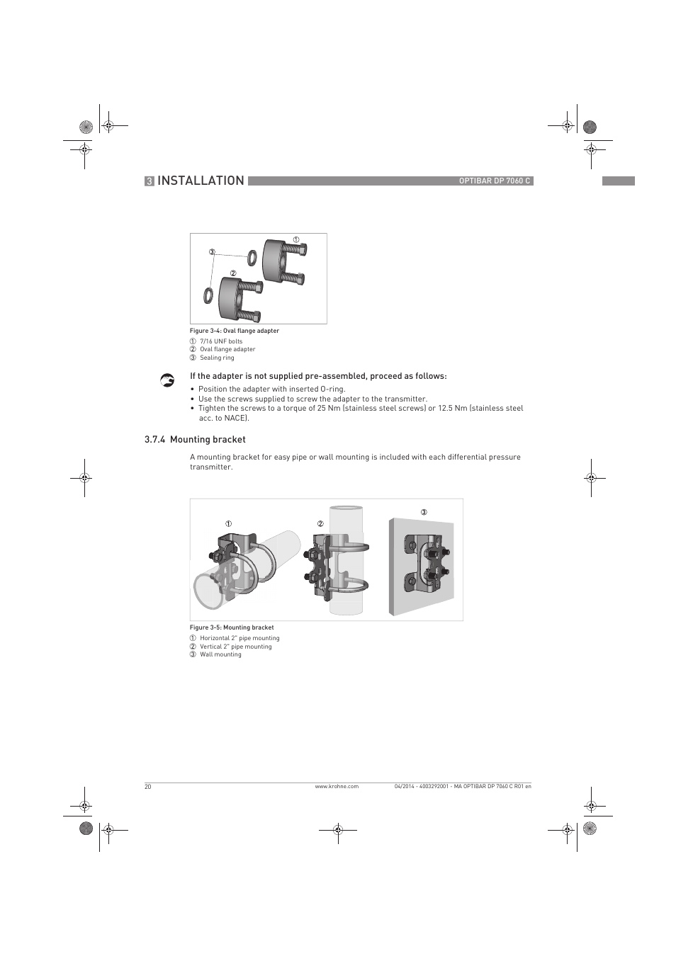 Installation | KROHNE OPTIBAR DP 7060 C EN User Manual | Page 20 / 84