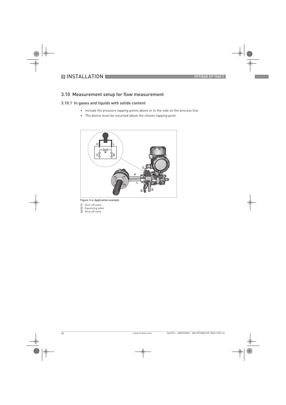 Installation, 10 measurement setup for flow measurement | KROHNE OPTIBAR DP 7060 C EN User Manual | Page 24 / 84