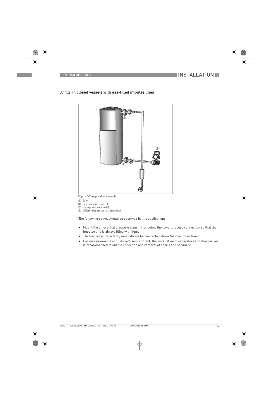 Installation | KROHNE OPTIBAR DP 7060 C EN User Manual | Page 27 / 84