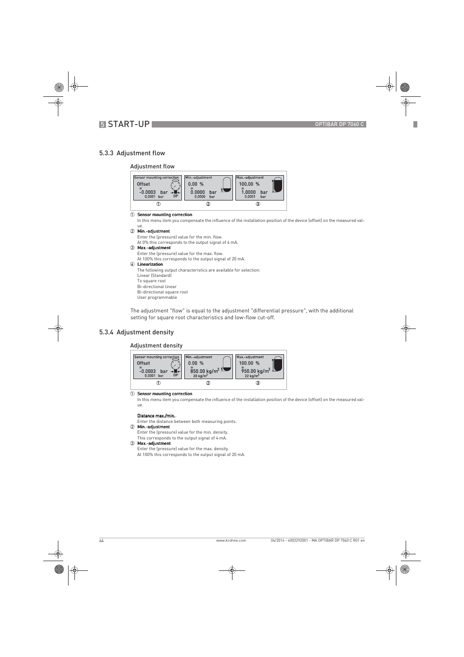 Start-up | KROHNE OPTIBAR DP 7060 C EN User Manual | Page 44 / 84