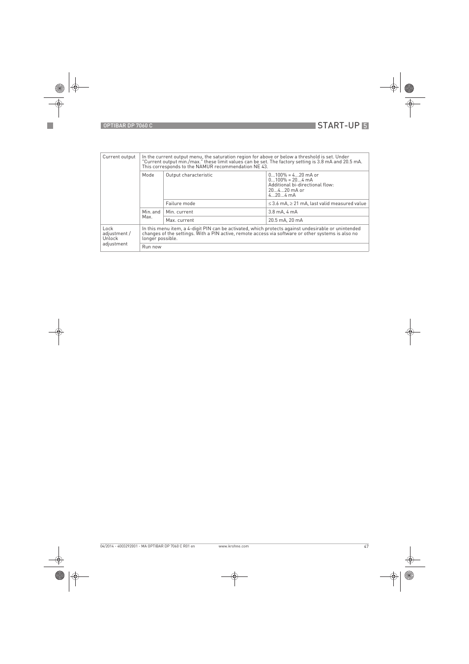 Start-up | KROHNE OPTIBAR DP 7060 C EN User Manual | Page 47 / 84