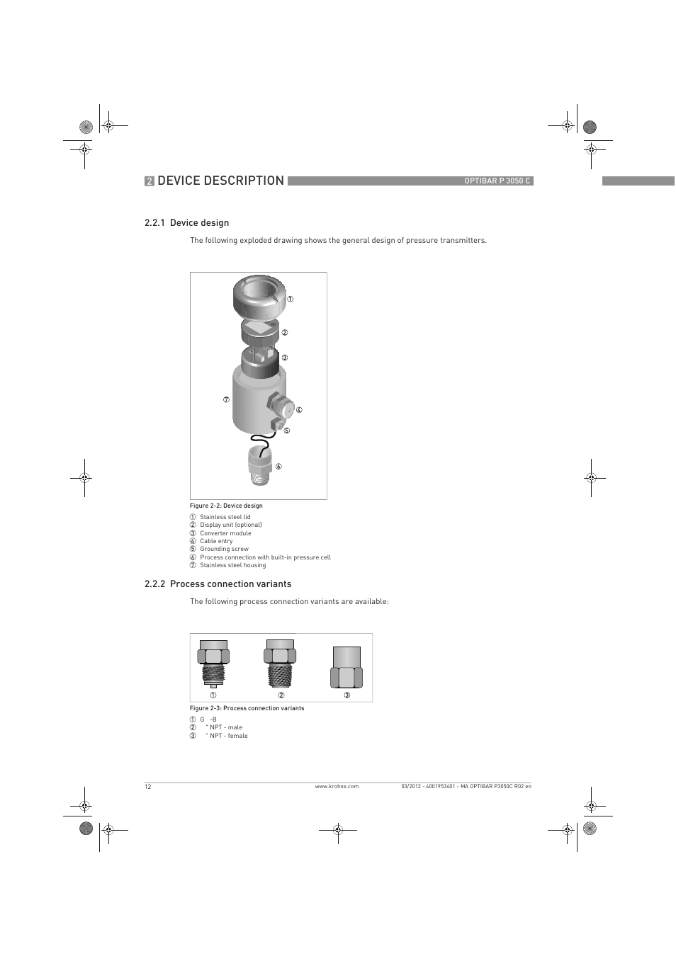 Device description | KROHNE OPTIBAR P 3050 C EN User Manual | Page 12 / 40