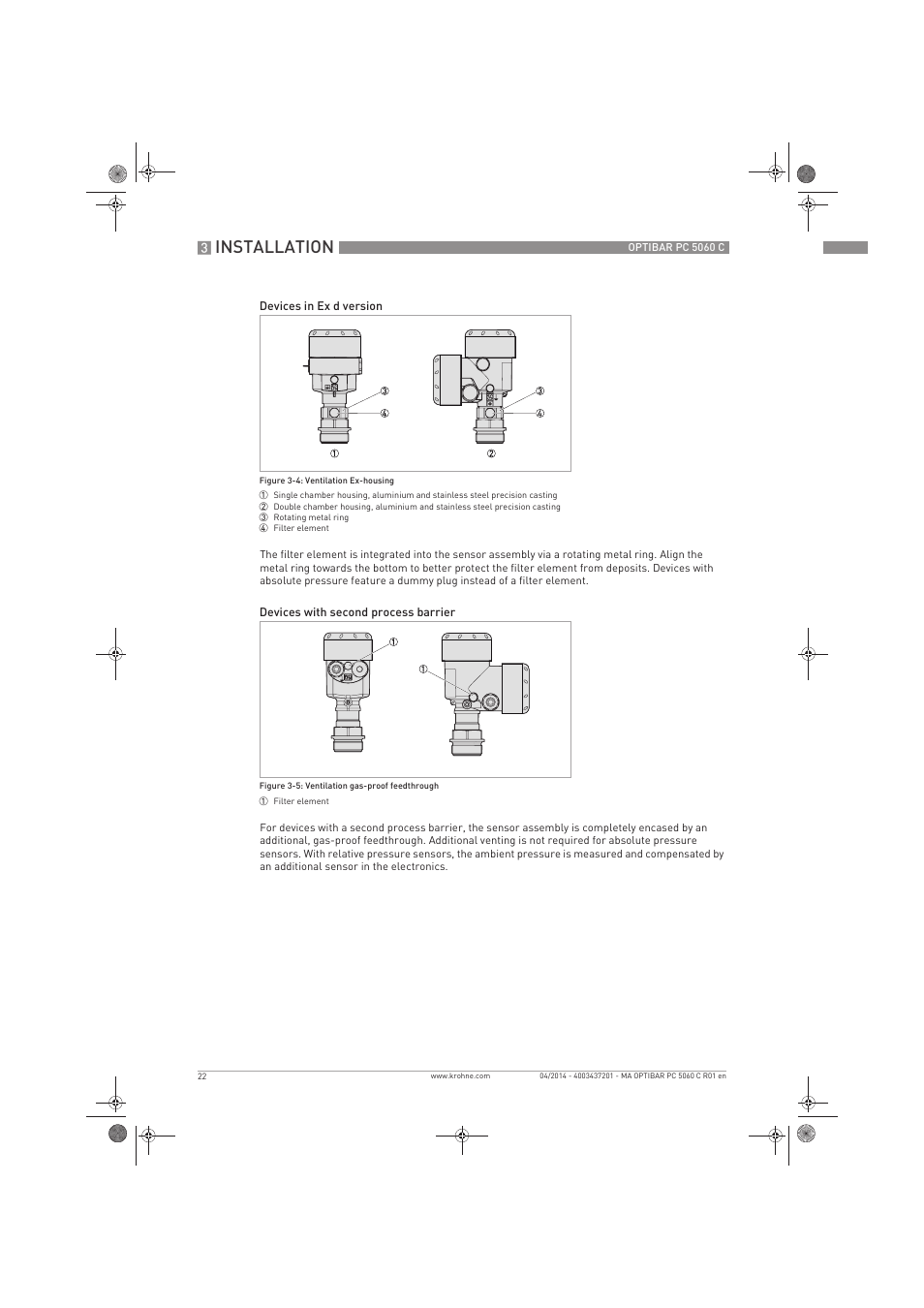 Installation | KROHNE OPTIBAR PC 5060 C EN User Manual | Page 22 / 92