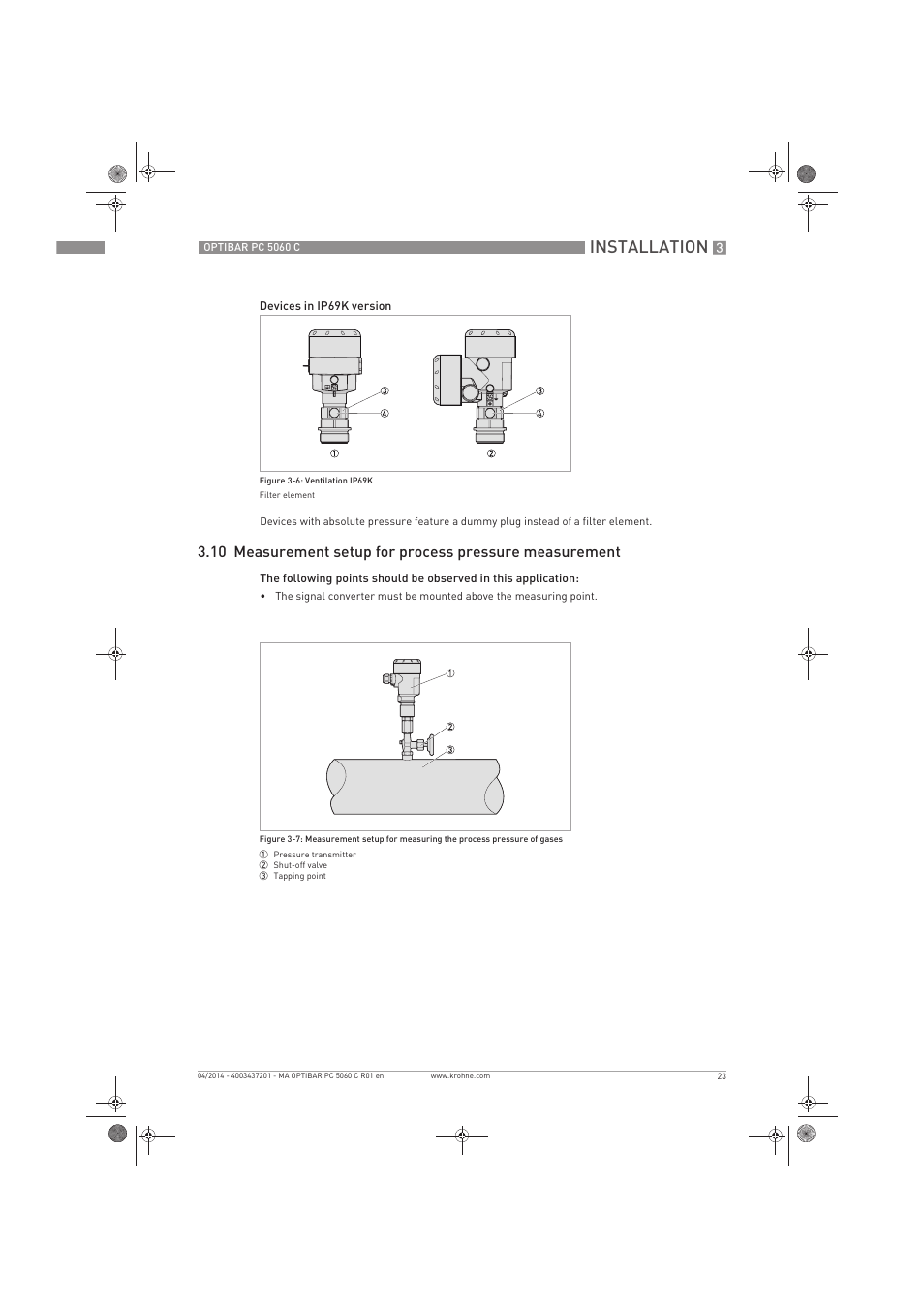 Installation | KROHNE OPTIBAR PC 5060 C EN User Manual | Page 23 / 92