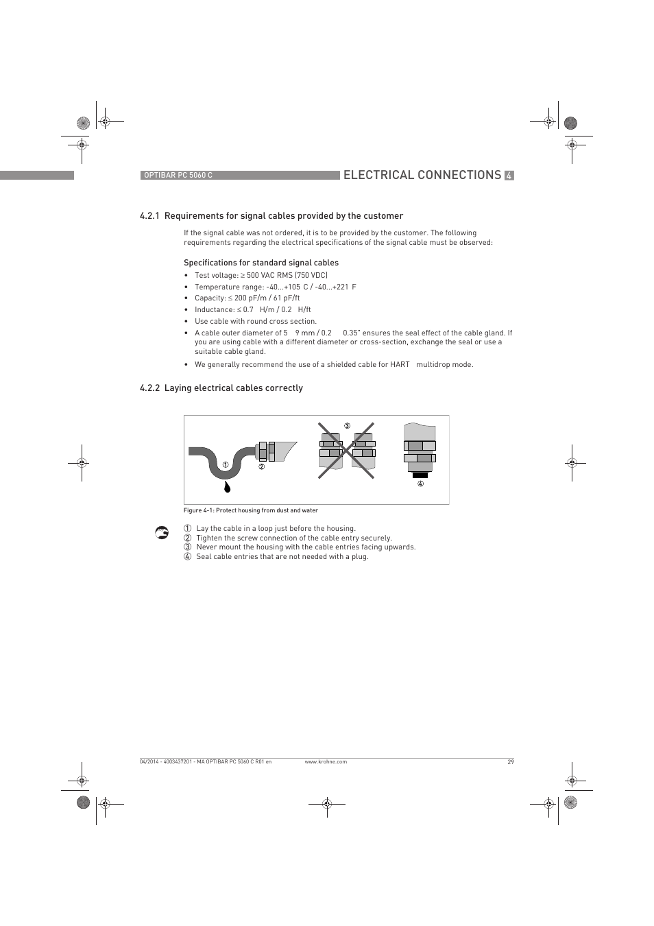 Electrical connections | KROHNE OPTIBAR PC 5060 C EN User Manual | Page 29 / 92