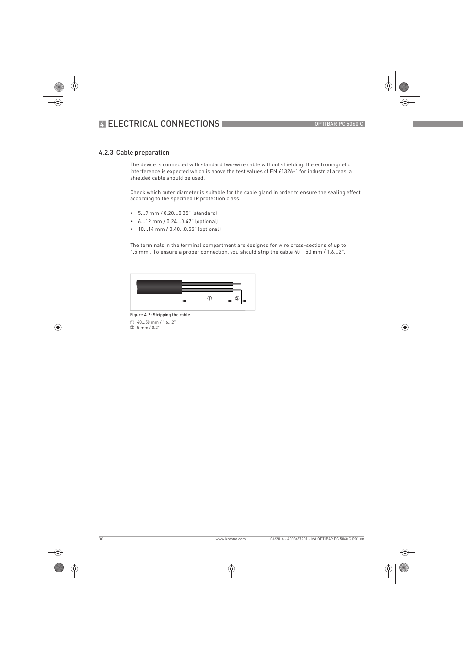 Electrical connections | KROHNE OPTIBAR PC 5060 C EN User Manual | Page 30 / 92