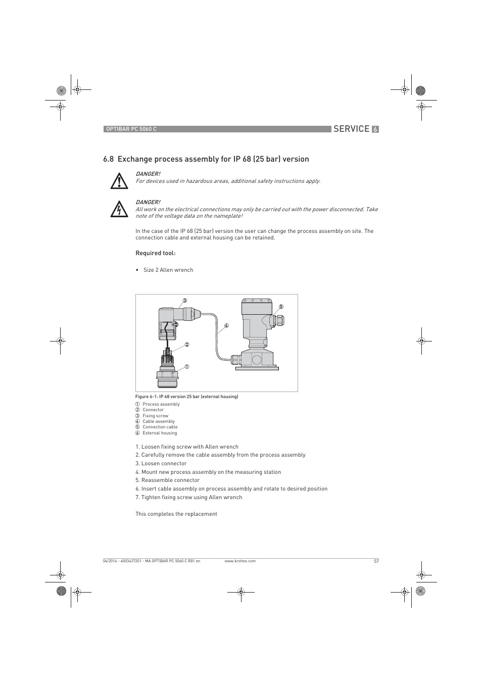 Service | KROHNE OPTIBAR PC 5060 C EN User Manual | Page 57 / 92