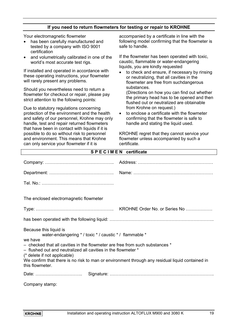 KROHNE ALTOFLUX M 900 EN User Manual | Page 19 / 19