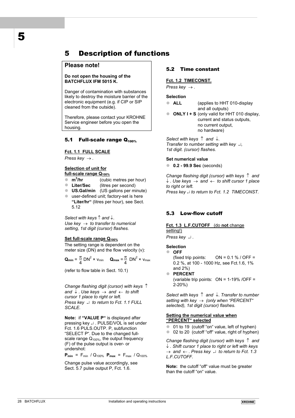 5 description of functions | KROHNE BATCHFLUX 5015 K EN User Manual | Page 28 / 53