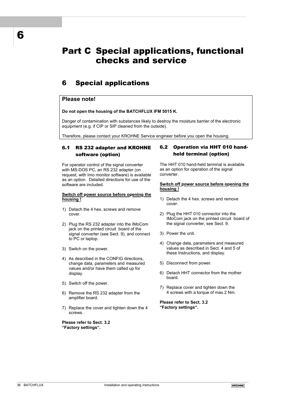 6 special applications | KROHNE BATCHFLUX 5015 K EN User Manual | Page 36 / 53