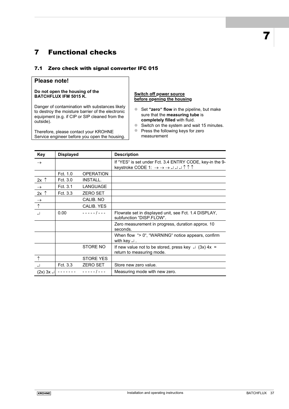 7 functional checks | KROHNE BATCHFLUX 5015 K EN User Manual | Page 37 / 53