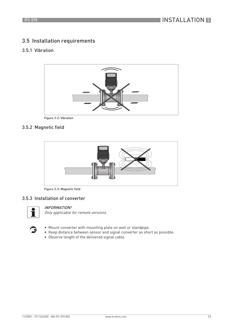 Installation, 5 installation requirements | KROHNE IFC 070 Converter EN User Manual | Page 13 / 36