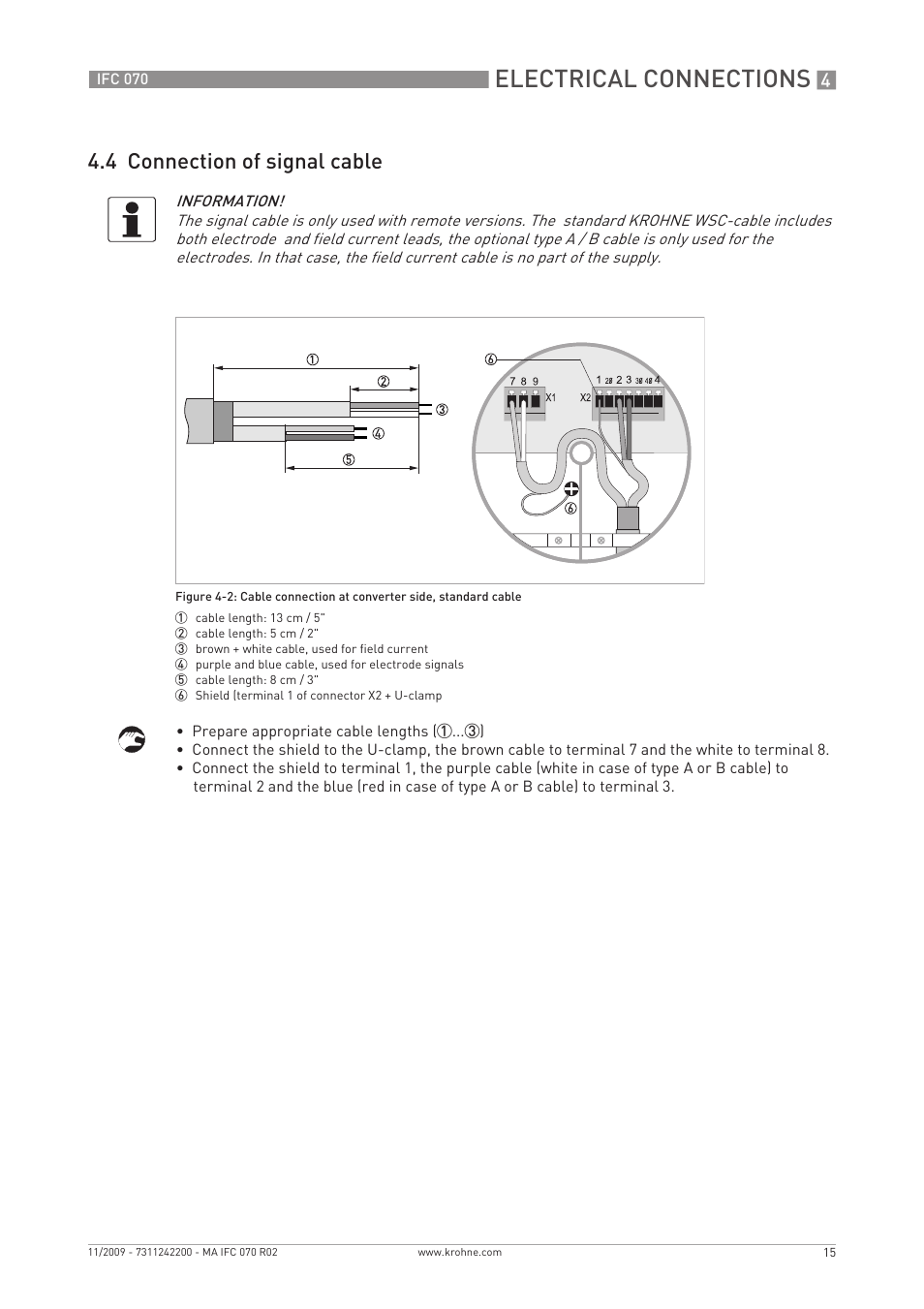 Electrical connections, 4 connection of signal cable | KROHNE IFC 070 Converter EN User Manual | Page 15 / 36