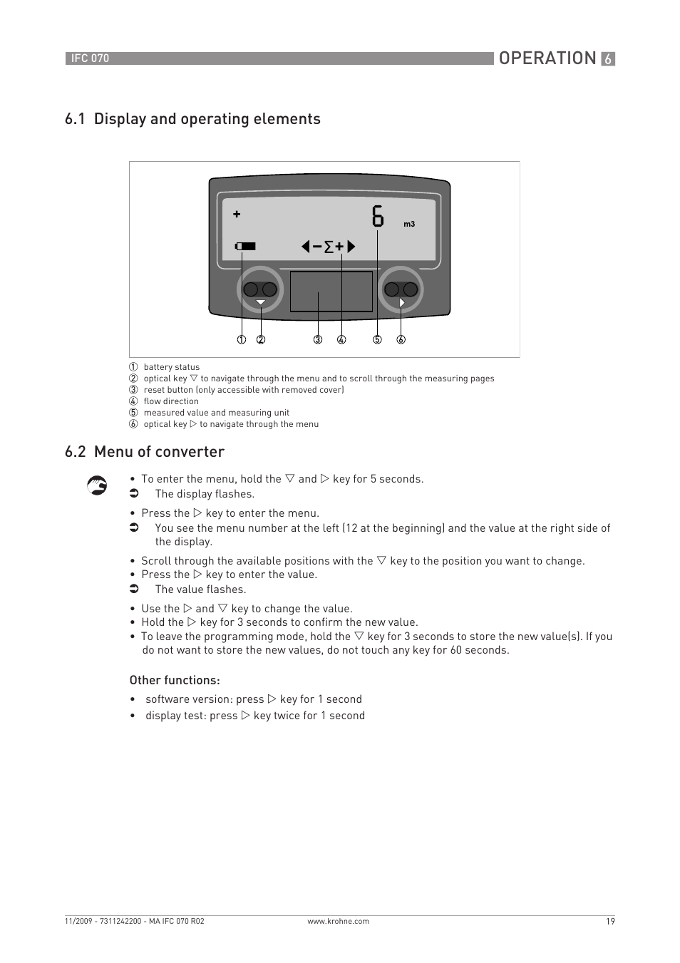 Operation | KROHNE IFC 070 Converter EN User Manual | Page 19 / 36