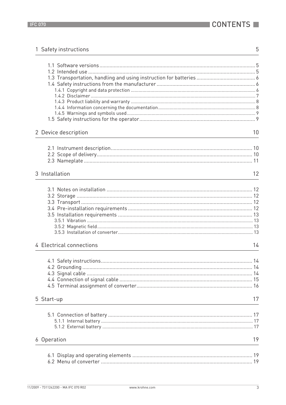 KROHNE IFC 070 Converter EN User Manual | Page 3 / 36