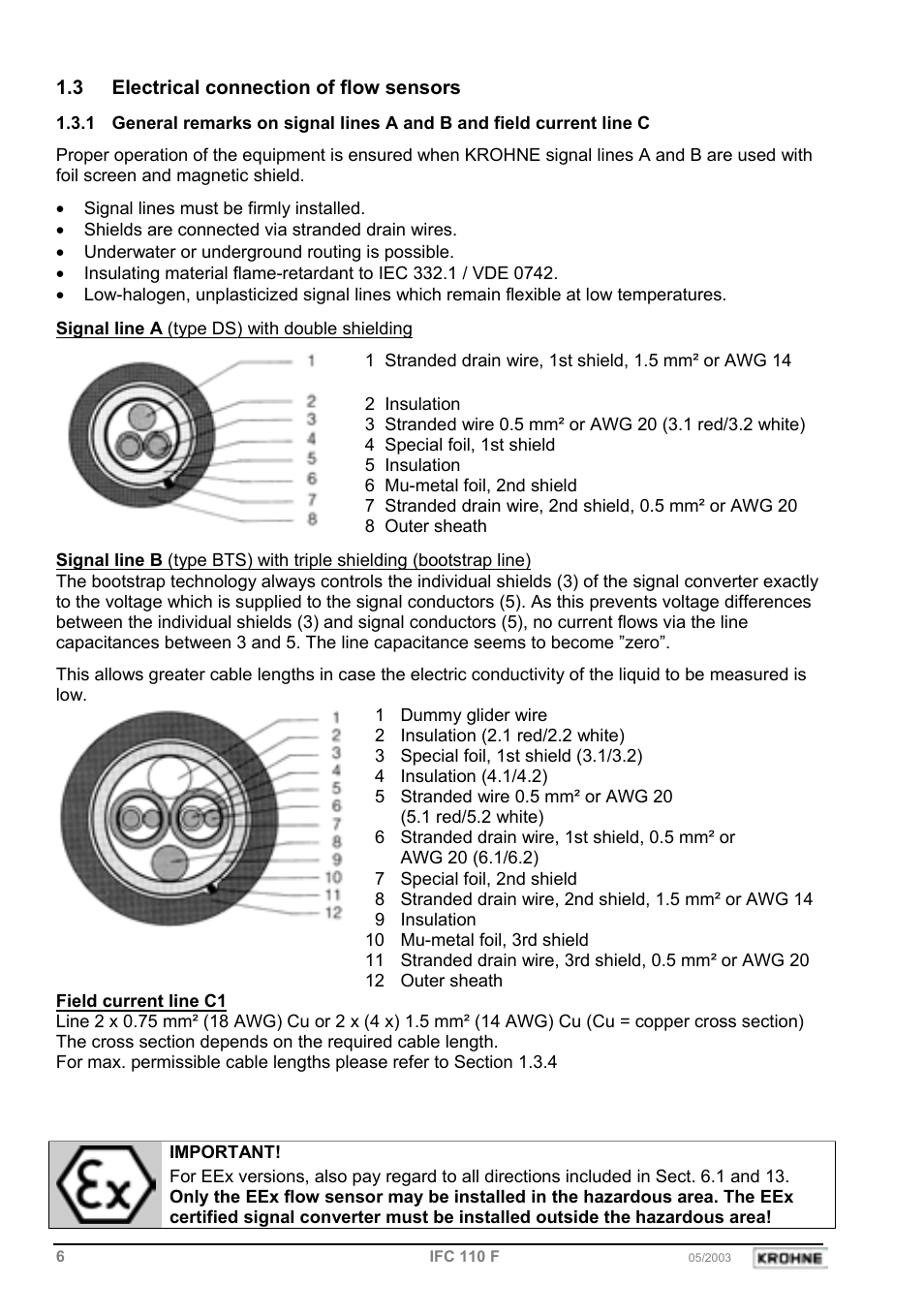 3 electrical connection of flow sensors | KROHNE IFC 110 Converter EN User Manual | Page 6 / 43