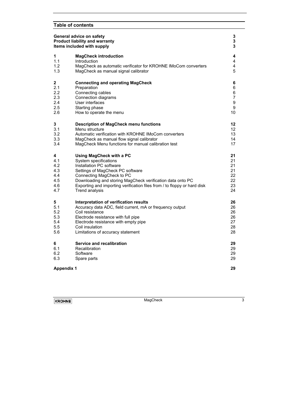 KROHNE MAGCHECK EN User Manual | Page 3 / 32
