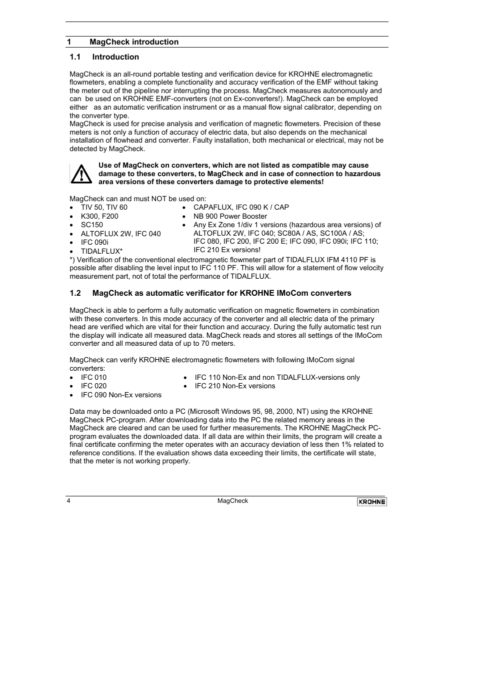 KROHNE MAGCHECK EN User Manual | Page 4 / 32