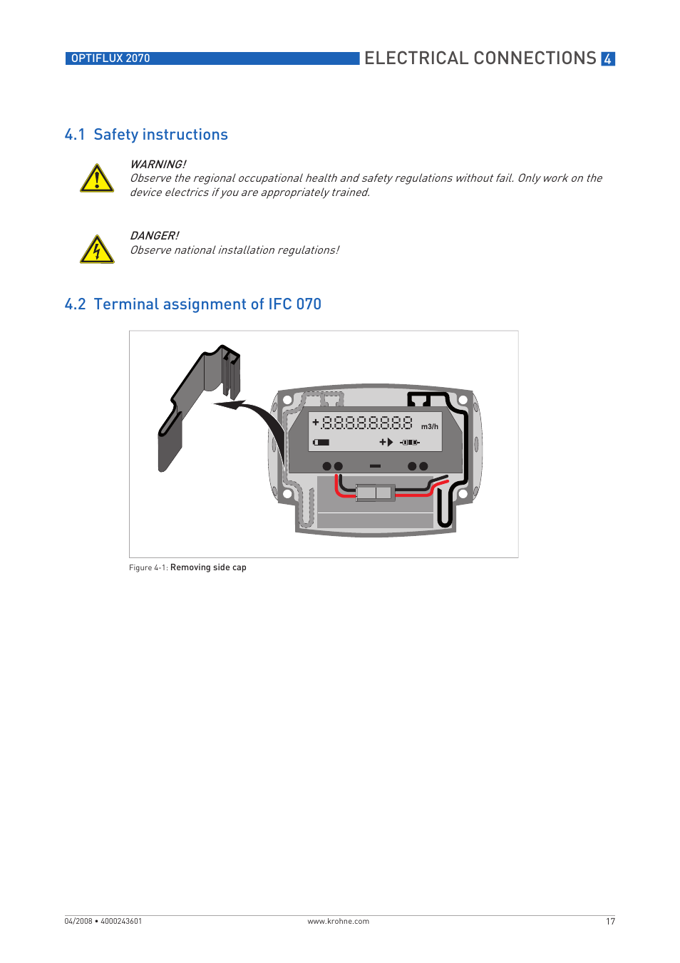 Electrical connections | KROHNE OPTIFLUX 2070 EN User Manual | Page 17 / 36