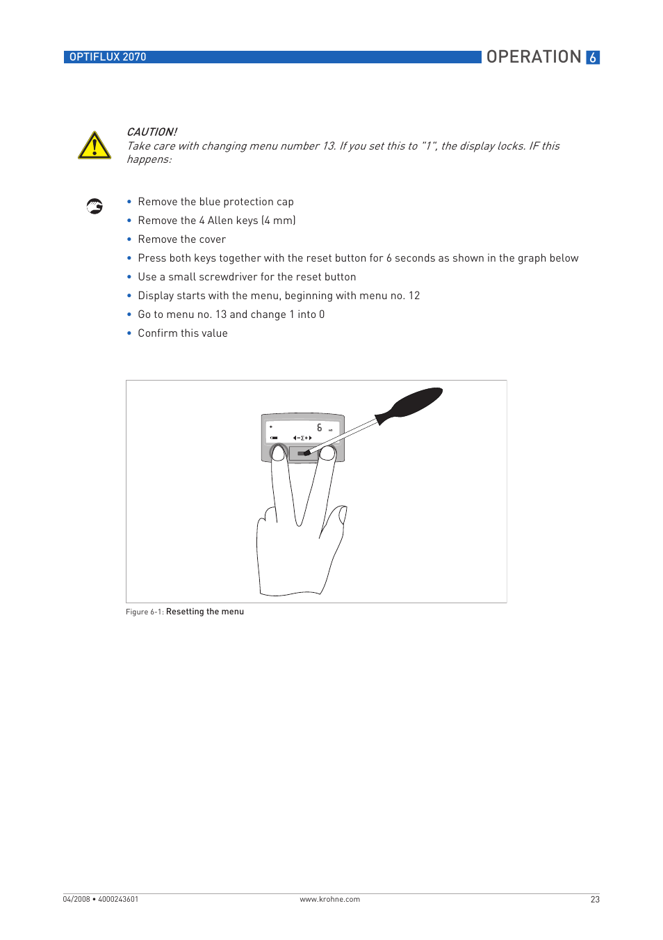 Operation | KROHNE OPTIFLUX 2070 EN User Manual | Page 23 / 36