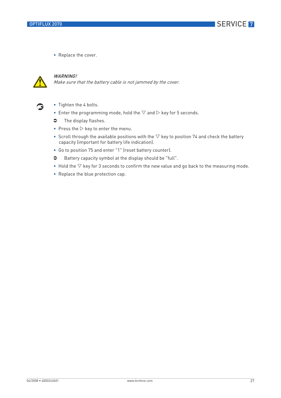 Service | KROHNE OPTIFLUX 2070 EN User Manual | Page 27 / 36