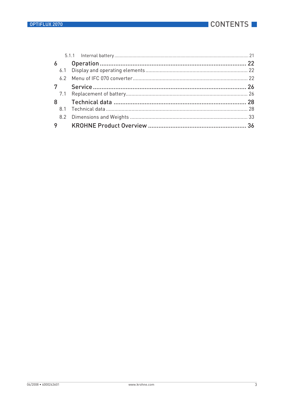 KROHNE OPTIFLUX 2070 EN User Manual | Page 3 / 36
