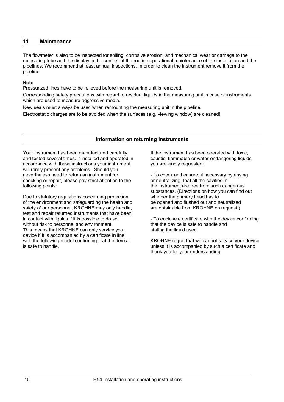 KROHNE H54 M4 EN User Manual | Page 15 / 16