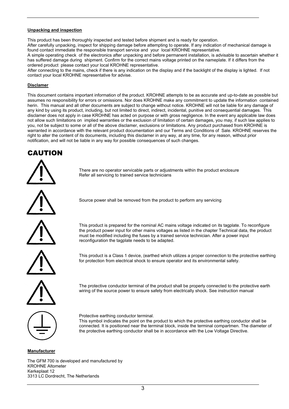 Caution | KROHNE GFM 700 EN User Manual | Page 3 / 36