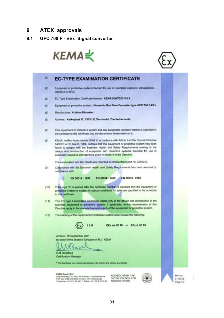 9atex approvals | KROHNE GFM 700 EN User Manual | Page 31 / 36