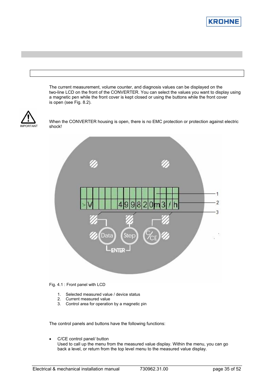 4operation of the converter | KROHNE OPTISONIC 7060 EN User Manual | Page 35 / 52