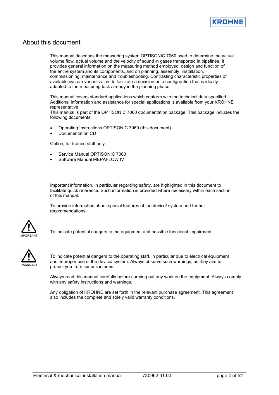 About this document | KROHNE OPTISONIC 7060 EN User Manual | Page 4 / 52