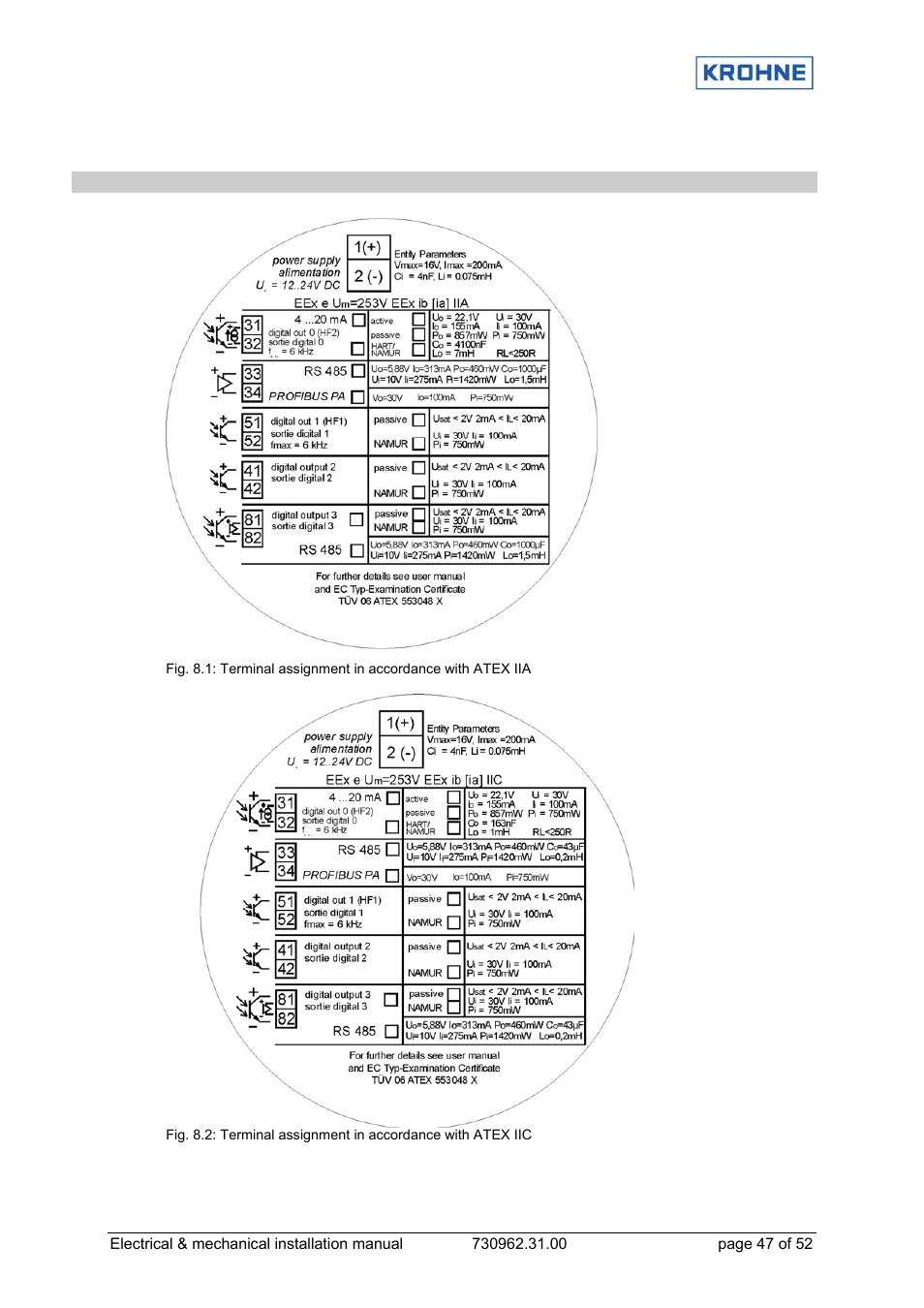 8atex / csa converter terminal assignment | KROHNE OPTISONIC 7060 EN User Manual | Page 47 / 52