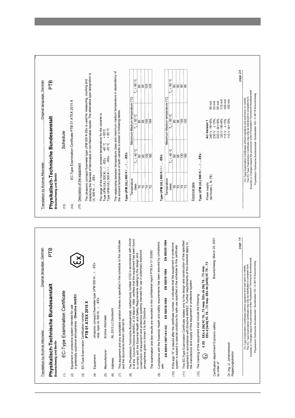 Ec-type examination certificate | KROHNE UFM 500 ATEX EN User Manual | Page 13 / 19