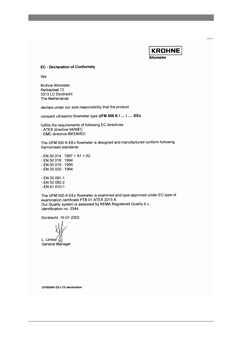Declaration of conformity | KROHNE UFM 500 ATEX EN User Manual | Page 17 / 19