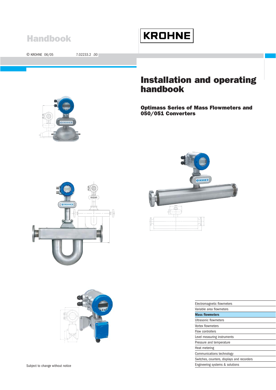 KROHNE OPTIMASS with MFC 05x EN User Manual | 109 pages