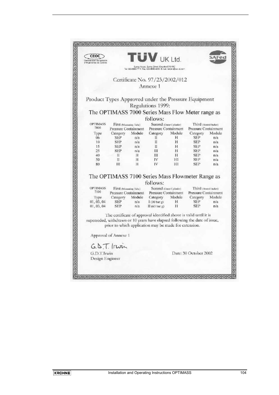 KROHNE OPTIMASS with MFC 05x EN User Manual | Page 105 / 109