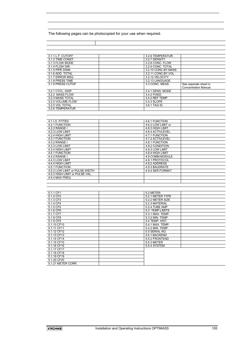 8 device configuration sheet.pdf, 8device configuration sheet | KROHNE OPTIMASS with MFC 05x EN User Manual | Page 106 / 109
