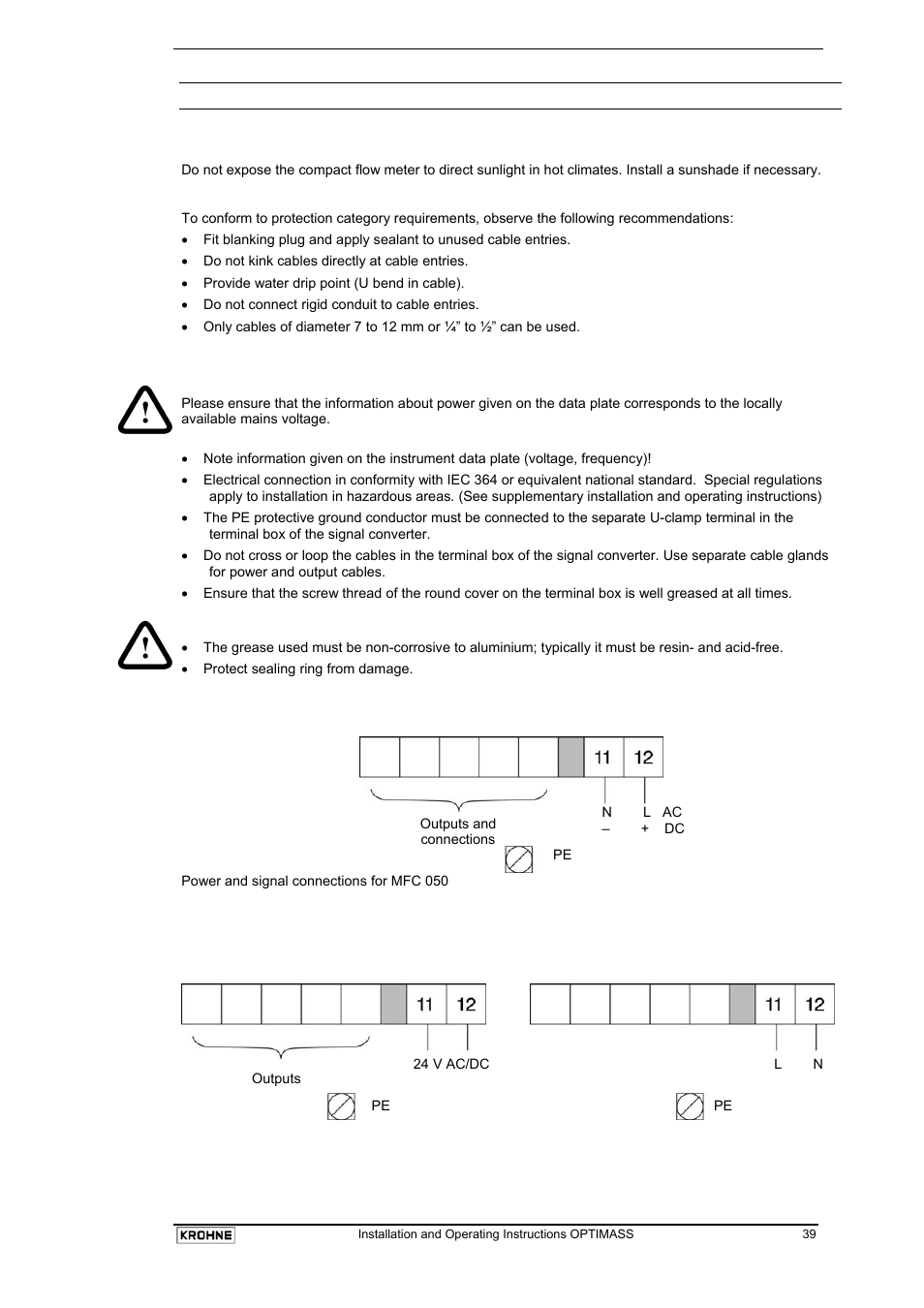 2 electrical.pdf | KROHNE OPTIMASS with MFC 05x EN User Manual | Page 40 / 109