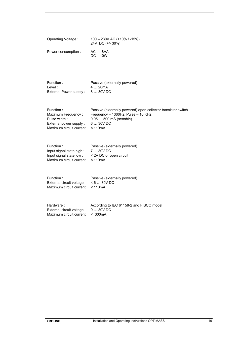 KROHNE OPTIMASS with MFC 05x EN User Manual | Page 50 / 109