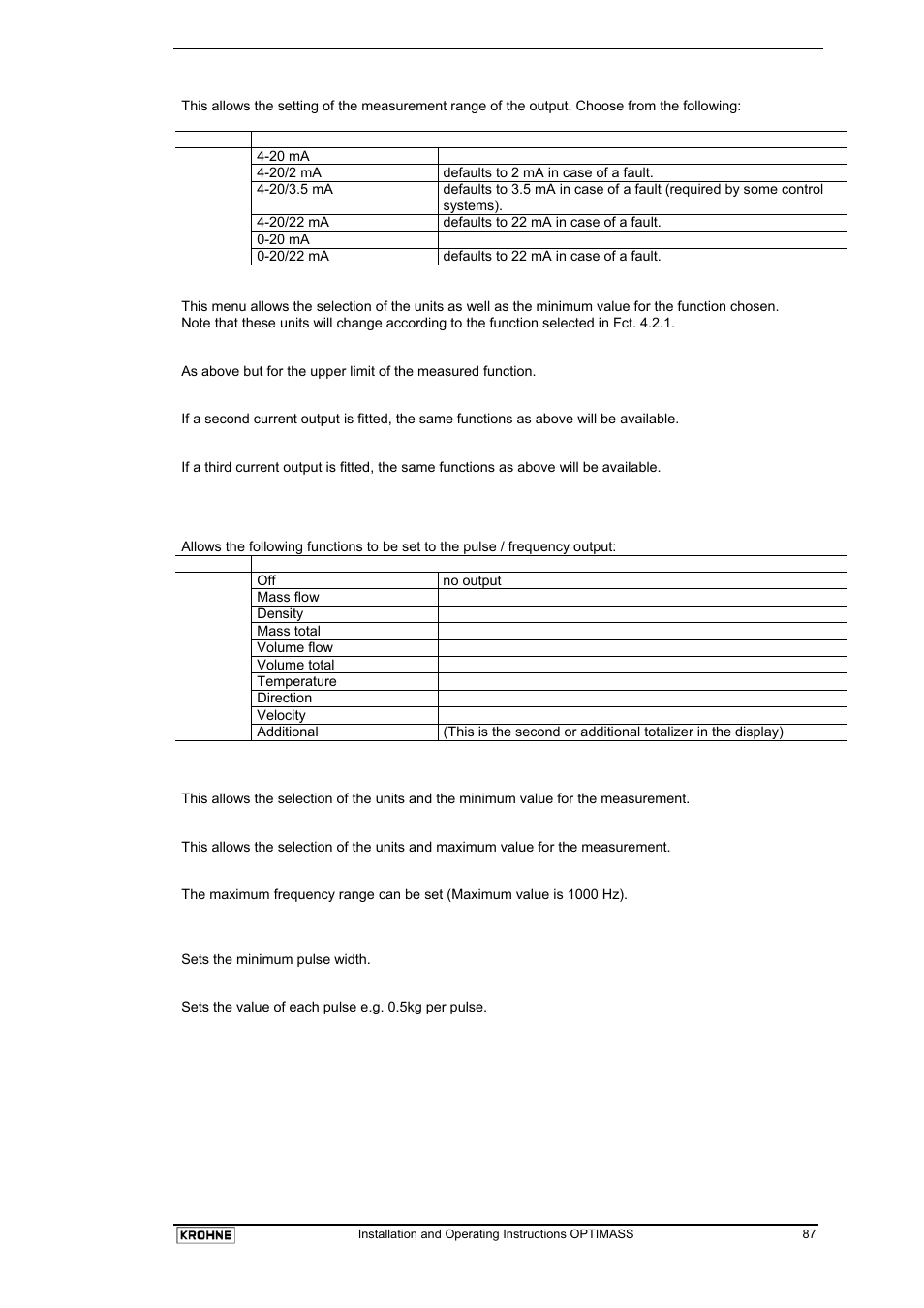 KROHNE OPTIMASS with MFC 05x EN User Manual | Page 88 / 109