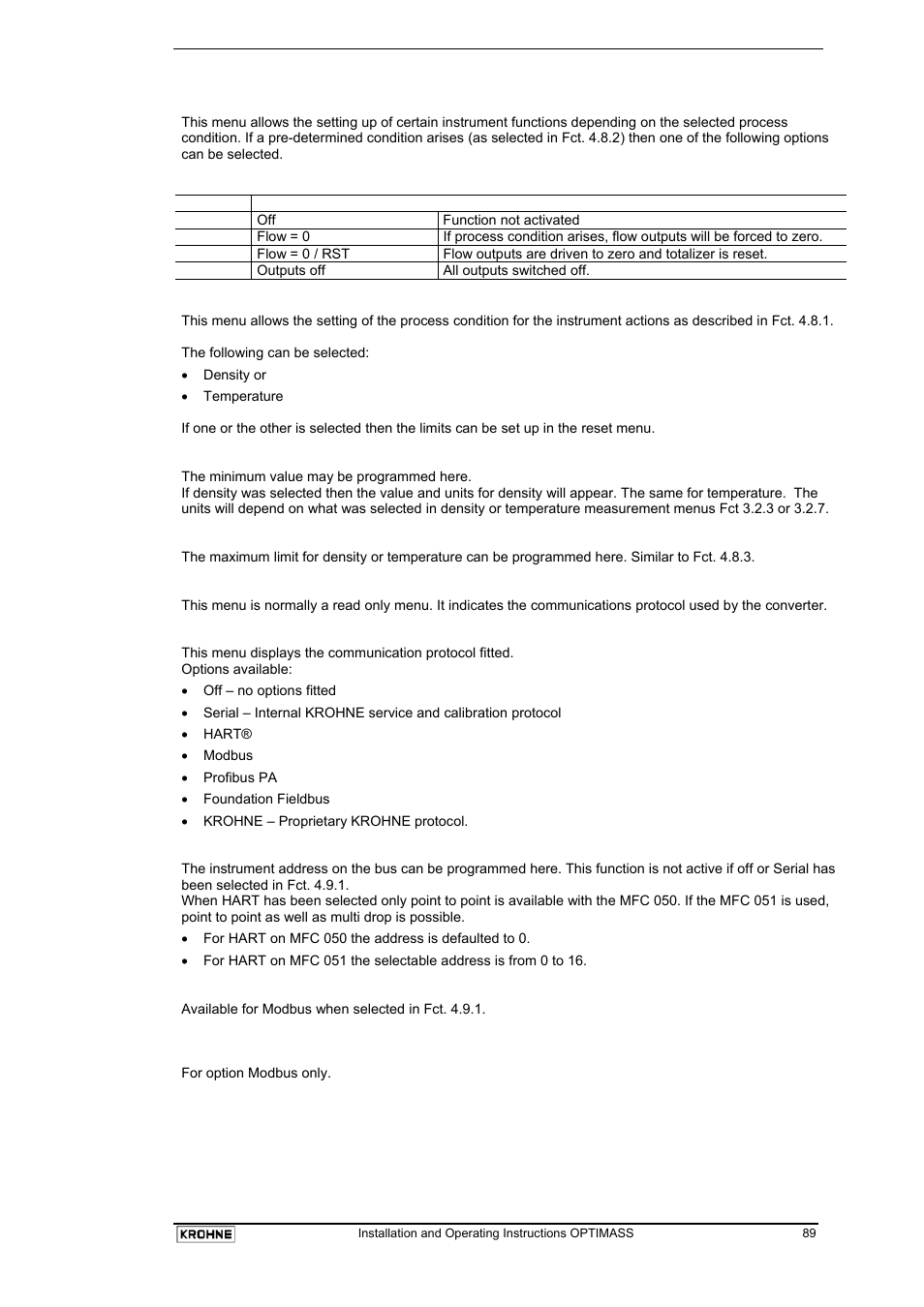 KROHNE OPTIMASS with MFC 05x EN User Manual | Page 90 / 109